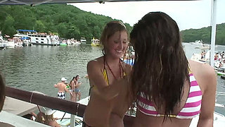 Awesome kinky and hot yacht party with super slutty bikini gals