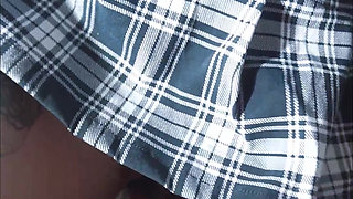Small tits school girl rides a cock