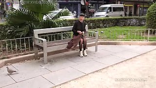 Naughty MILF Lada Flashes Her Seamless Pantyhose in Public