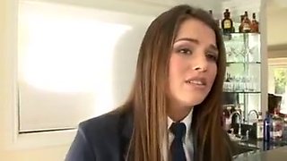 Schoolgirl brunette slut caught drinking gets punished!