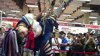 Heavenly Japanese slut in ultra glam fetish fun in public place