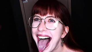 Hannah Grace - Cute Redhead Swallows At The Gloryhole