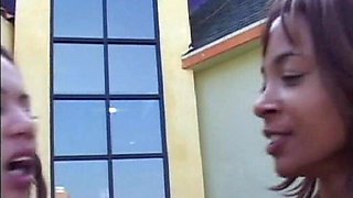 French Babes Shearing Cock in Outdoor Threesome