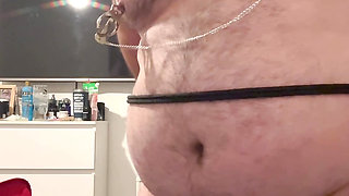 Cock bondage until it turns purple with nipple clamps and crotch rope