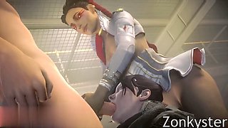 3D hentai focusing on her pussy and all the naughty action