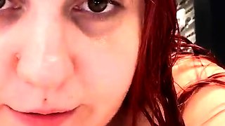 Big tit MILF does close up while dildoing her pussy
