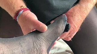 Mature British Milf With Big Natural Tits Teases Foot Slave Boy In Stockings