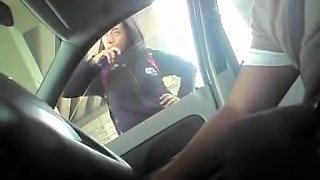 Man in the car frightened amateur with cock flashing