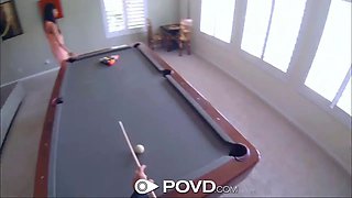 POVD French babe with big tits fucked on pool table
