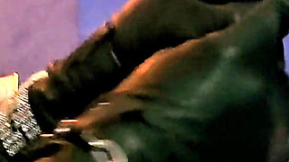 Stina Stone Femdom Feetworship Dirty Smelly Socks Barefeet by German Mistress in Leather Gloves