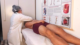 Hot nurse gives her patient a nice wet blowjob and then bends over inviting him to pound her pussy
