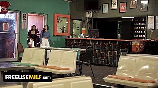 Step mom and step daughter Armani Black & aubrey babcock get pounded while bowling - freeuse cougar