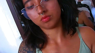 School Tattoed Babe Giving Blowjob