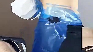 Depilation to a Male in Stockings of Two Nurses with Gloves