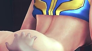 Chun Li Street Fighter 6 - Sexy Cosplay Anime Girl in Blue Latex Costume Gets Her Pussy Licked Through Tight Pants with Orgasm