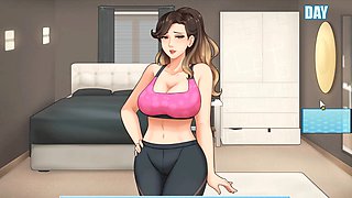 My naughty step-auntie helps with house chores in this anime adventure