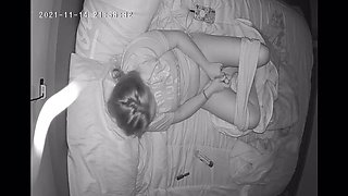 Busty MILF Abby Kiss Fingering Her Shaved Pussy Before Bed - Hidden Cam