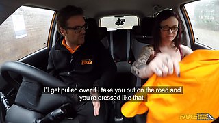Chloe Carter gets her tight ass drilled by a British driver in a fake driving school POV