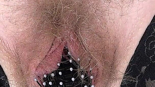 Mature Hairy Pussy Cums From a Comb Close-up. Amateur Fetish with a Plump Pubic Mound and Bush.