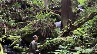 Perv nerdy brunette wants my pee before fuck in woods