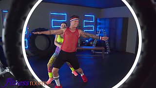 Nelly Kent gets hard fucked after a steamy workout with a big cock in her mouth and tight pussy