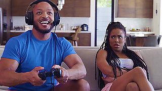 Neglected ebony babe Kira Noir fucking the BBC delivery guy next to her BF