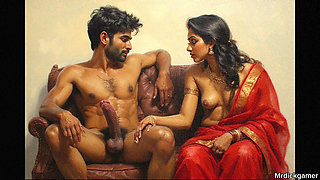 Big cock Indian neighbour marstubating as bhabhi watches and rubs her pussy