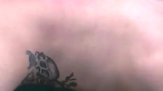 Tattooed milf pussy fucking pussy licking in the garden
