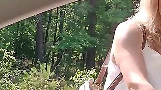 Old Sexy Hitchhiker Whore From Street Fucked in Forest with and Then Without a Condom