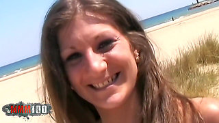 Alys Rebel: Great Teen Brunette Alys Rebel Stripping on the Beach