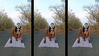 Rubidoll Hooker has butt sex hump with a black wood BIG BLACK COCK