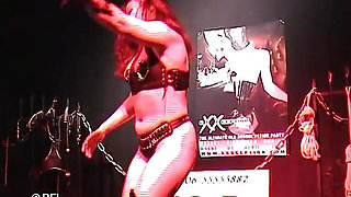 Lezdom lesbian chicks on the stage playing hard with each other