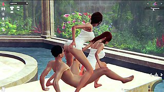 ANIME 3D THREESOME BATHROOM: Blowjob, Babe  Hentai Porn