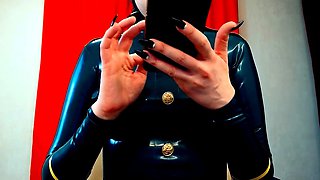 Latex slut solo anal masturbation