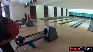 Thai GF bowling and fun at home after
