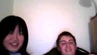 College dude having fun with asian gf: Blowjob, Amateur  Interracial Porn