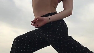 Beach Yoga in Bikini Top