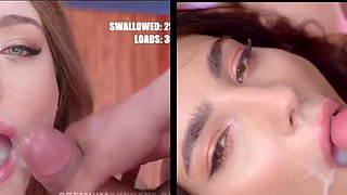 Sperm hungry sluts swallow as much warm cum as they can handle Bukkake challenge