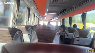 Katty West - Crazy Man Takes Out His Cock On Public Bus - But Girl Doesnt Lose Her Head And Helps Him Cum