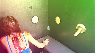 Wife Slut Sucks and Fucks Well-endowed Strangers in a Gloryhole.