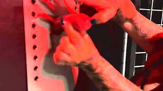 Femdom Gloryhole Handjob Surprise For Slave