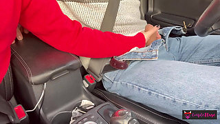 On the Highway I Make the Uber Driver Cum