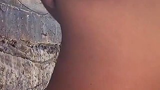 Cute Petite Girl Jerks My Cock on Public Beach and Exposes Her Tight Pussy