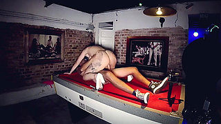 Older Woman Fucks Young Man with Big Cock in Pool Table