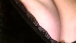 Boobs Teasing in Black Dress