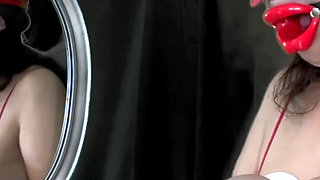 Horny Drooling Slut Milks Her Tits