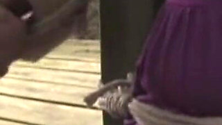 Deedee Tied and Cleavegagged Outside