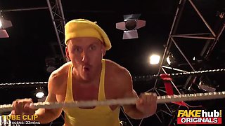 FAKEhub Originals Teen Machine Vs Bulldozer in wild and crazy wrestling