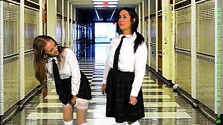 Schoolgirl in stockings spanked hard to be taught a lesson