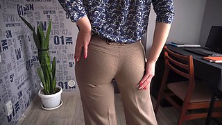 MILF Secretary Teases Tight Ass Till Her Pants Split